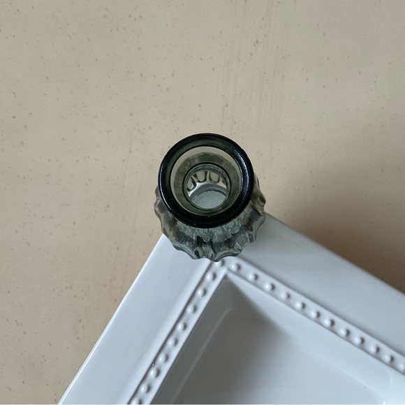 Green Glass Bud Vase Platter Decoration - Picture 4 of 5